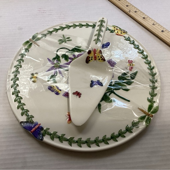 Vintage Portmerion Botanie Garden 11" Floral Cake Plate with Server - Picture 5 of 9